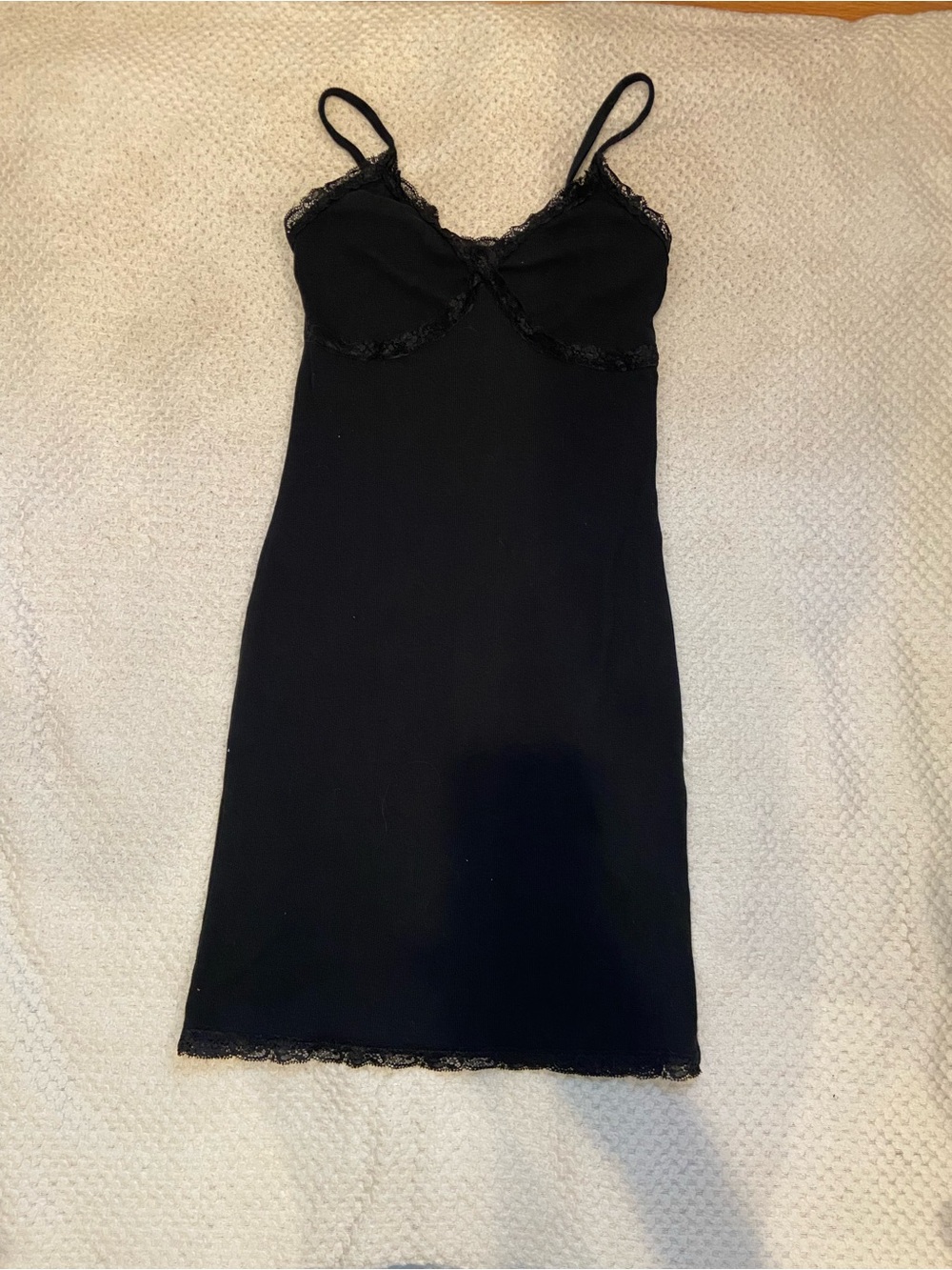 wild fable Black Lace-Trim Slip Dress